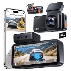 Dash Cam Front and Rear: 4K+2.5K Dash Camera for Cars with Touch Screen 3.39"